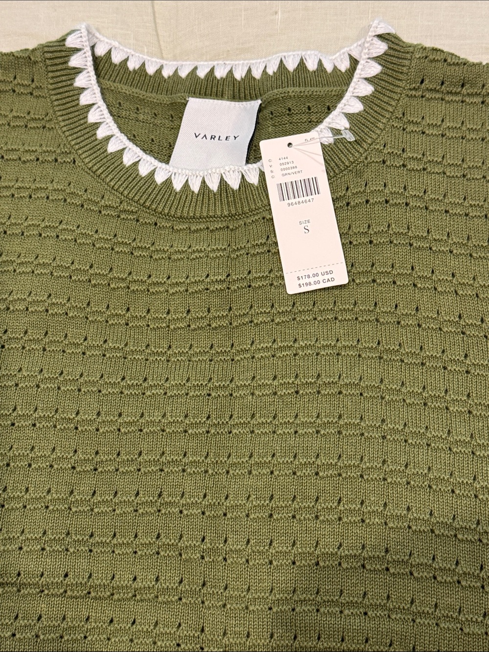 Varley Dwight Tank Knit Dress in Fresh Fern Green with White Trim - Picture 7 of 13